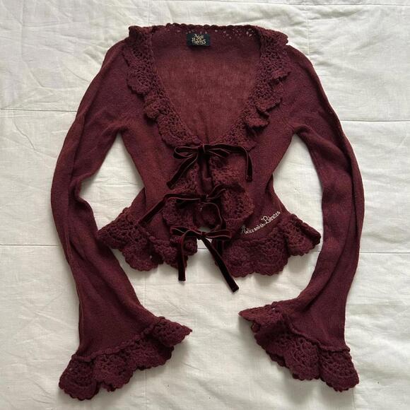 Baby the Stars Shine Bright Alice and the Pirates Burgundy knit cardigan
